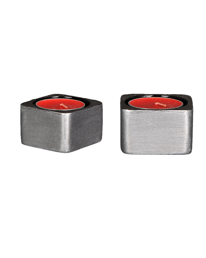 Gümüş Rengi Tealight(tlight)  Mumluk – Kare Şekil (2 Adet Set)