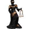 Modern Adalet Heykeli (Themis) – Mat Siyah & Antik Altın